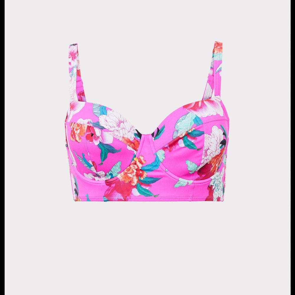 Torrid Swim | Neon Pink Floral Underwire Swim Top | 4x
